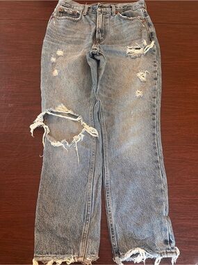 Abercrombie & Fitch Light Blue Distressed Straight-Leg Jeans